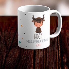 Boğa Burcu Baskılı Seramik Kupa Bardak