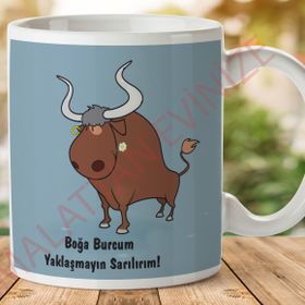 Boğa Burcu Baskılı Seramik Kupa Bardak