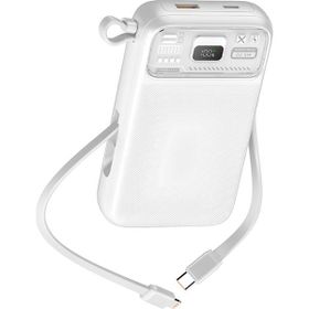 Boğazören Dahili Çoklu Kablolu Hızlı Şarj 10.000 mAh Pd 20w + 22.5w 15w Dijital Göstergeli Beyaz Powerbank