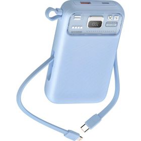 Boğazören Dahili Çoklu Kablolu Hızlı Şarj 10.000 mAh Pd 20w + 22.5w 15w Dijital Göstergeli Mavi Powerbank