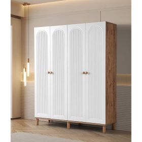 Bohem Çiğdem 4 Kapaklı Çekmeceli 160 cm Beyaz Gardrop