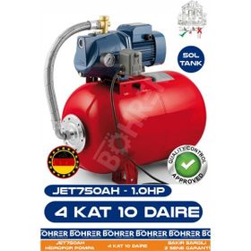 Böhrer JET750AH 1.0 Hp 50 lt Yatay Genleşme Tank Otomatik Hidrofor Bina Su Bahçe Pompası