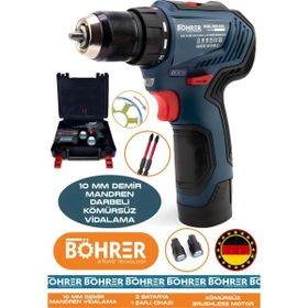 Böhrer V298 Çift Akülü Blue 10 mm Armut Tipi Demir Madren Vidalama Matkap