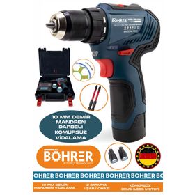 Böhrer V298 Çift Akülü Blue 10 mm Armut Tipi Demir Madren Vidalama Matkap