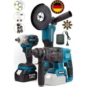 Böhrer V598 13 mm Akülü Kırıcı Delici Hilti + Darbeli Somun Sıkma + Taşlama Makinesi Süper 3'lü Set