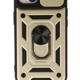 Bol Çeşit iPhone 14 Pars Lens Yüzüklü Gold Silikon Kılıf