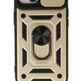 Bol Çeşit iPhone 14 Pars Lens Yüzüklü Gold Silikon Kılıf