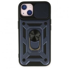 Bol Çeşit iPhone 14 Pars Lens Yüzüklü Lacivert Silikon Kılıf