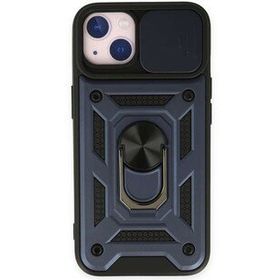Bol Çeşit iPhone 14 Pars Lens Yüzüklü Lacivert Silikon Kılıf