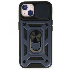 Bol Çeşit iPhone 14 Pars Lens Yüzüklü Lacivert Silikon Kılıf