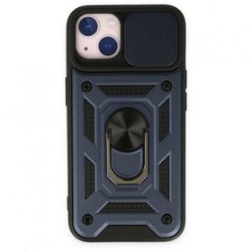 Bol Çeşit iPhone 14 Pars Lens Yüzüklü Lacivert Silikon Kılıf