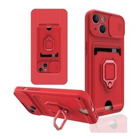 Bol Çeşit iPhone 14 Plus Zuma Kartvizitli Yüzüklü Kırmızı Silikon Kılıf