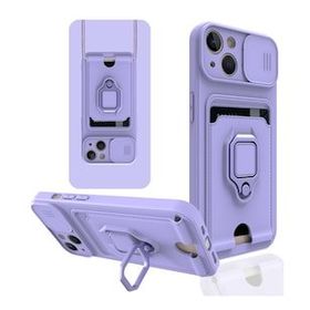 Bol Çeşit iPhone 14 Zuma Kartvizitli Yüzüklü Lila Silikon Kılıf