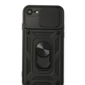 Bol Çeşit iPhone 7 Pars Lens Yüzüklü Siyah Silikon Kılıf