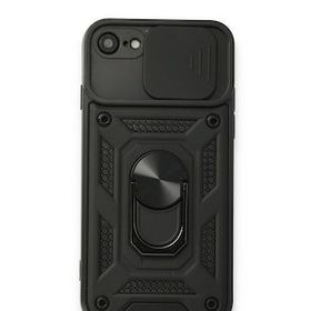 Bol Çeşit iPhone 7 Pars Lens Yüzüklü Siyah Silikon Kılıf