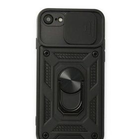 Bol Çeşit iPhone 7 Pars Lens Yüzüklü Siyah Silikon Kılıf