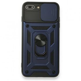 Bol Çeşit iPhone 7 Plus Pars Lens Yüzüklü Lacivert Silikon Kılıf