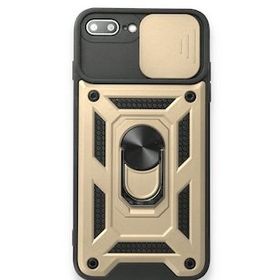 Bol Çeşit iPhone 7 Plus Pars Lens Yüzüklü Silikon Gold Kılıf