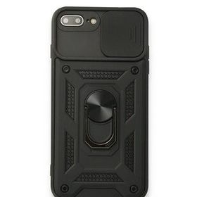 Bol Çeşit iPhone 7 Plus Pars Lens Yüzüklü Siyah Silikon Kılıf