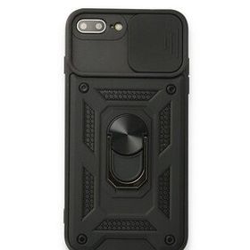 Bol Çeşit iPhone 7 Plus Pars Lens Yüzüklü Siyah Silikon Kılıf