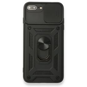 Bol Çeşit iPhone 7 Plus Pars Lens Yüzüklü Siyah Silikon Kılıf