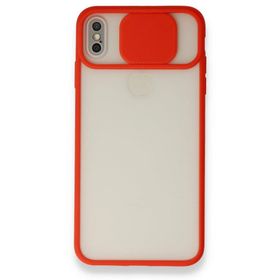 Bol Çeşit iPhone X Palm Buzlu Kamera Sürgülü Kırmızı Silikon Kılıf