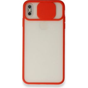 Bol Çeşit iPhone X Palm Buzlu Kamera Sürgülü Kırmızı Silikon Kılıf
