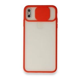 Bol Çeşit iPhone X Palm Buzlu Kamera Sürgülü Kırmızı Silikon Kılıf