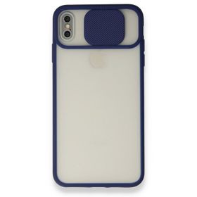 Bol Çeşit iPhone x Palm Buzlu Kamera Sürgülü Lacivert Silikon Kılıf