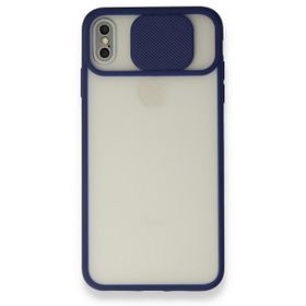 Bol Çeşit iPhone x Palm Buzlu Kamera Sürgülü Lacivert Silikon Kılıf