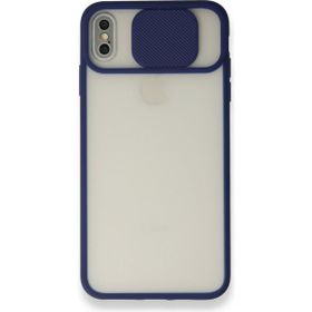 Bol Çeşit iPhone x Palm Buzlu Kamera Sürgülü Lacivert Silikon Kılıf