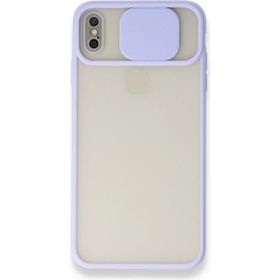 Bol Çeşit iPhone X Palm Buzlu Kamera Sürgülü Lila Silikon Kılıf