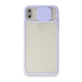 Bol Çeşit iPhone X Palm Buzlu Kamera Sürgülü Lila Silikon Kılıf