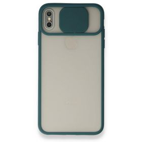 Bol Çeşit iPhone X Palm Buzlu Kamera Sürgülü Yeşil Silikon Kılıf