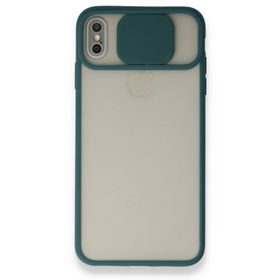 Bol Çeşit iPhone X Palm Buzlu Kamera Sürgülü Yeşil Silikon Kılıf