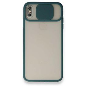 Bol Çeşit iPhone X Palm Buzlu Kamera Sürgülü Yeşil Silikon Kılıf