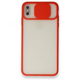 Bol Çeşit iPhone Xs Palm Buzlu Kamera Sürgülü Kırmızı Silikon Kılıf