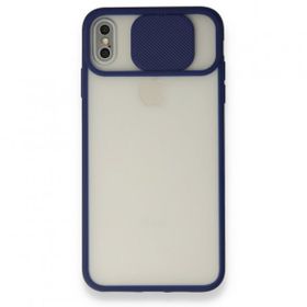 Bol Çeşit iPhone Xs Palm Buzlu Kamera Sürgülü Lacivert Silikon Kılıf