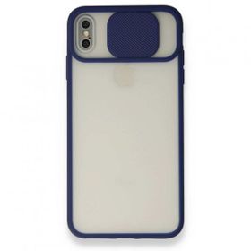 Bol Çeşit iPhone Xs Palm Buzlu Kamera Sürgülü Lacivert Silikon Kılıf