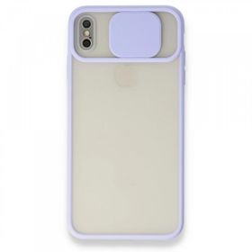 Bol Çeşit iPhone Xs Palm Buzlu Kamera Sürgülü Lila Silikon Kılıf