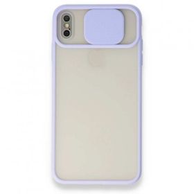 Bol Çeşit iPhone Xs Palm Buzlu Kamera Sürgülü Lila Silikon Kılıf