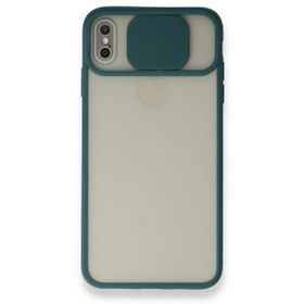 Bol Çeşit iPhone Xs Palm Buzlu Kamera Sürgülü Yeşil Silikon Kılıf
