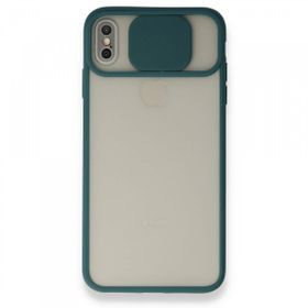 Bol Çeşit iPhone Xs Palm Buzlu Kamera Sürgülü Yeşil Silikon Kılıf