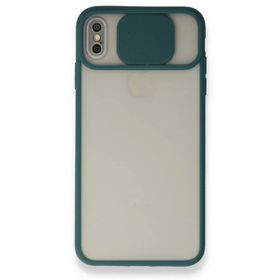 Bol Çeşit iPhone Xs Palm Buzlu Kamera Sürgülü Yeşil Silikon Kılıf