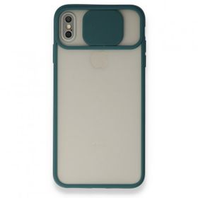 Bol Çeşit iPhone Xs Palm Buzlu Kamera Sürgülü Yeşil Silikon Kılıf