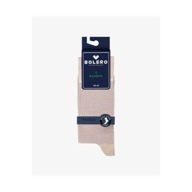 Bolero Premium Dikişsiz Yazlık Bambu Balıksırtı Desenli Bej Erkek Çorap