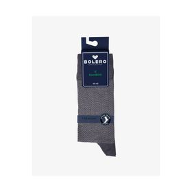 Bolero Premium Dikişsiz Yazlık Bambu Balıksırtı Desenli Füme Erkek Çorap