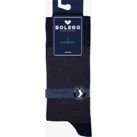 Bolero Premium Dikişsiz Yazlık Bambu Balıksırtı Desenli Lacivert Erkek Çorap