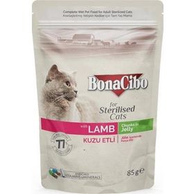 BonaCibo 85 gr Pouch Kuzu Etli Kısır Kedi Konservesi