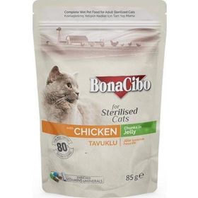 BonaCibo 85 gr Pouch Tavuklu Kısır Kedi Konservesi